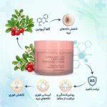 اینفوگرافیک ترکیبات کلیدی کرم روشن کننده استلین شامل آلفا آربوتین و نیاسینامید