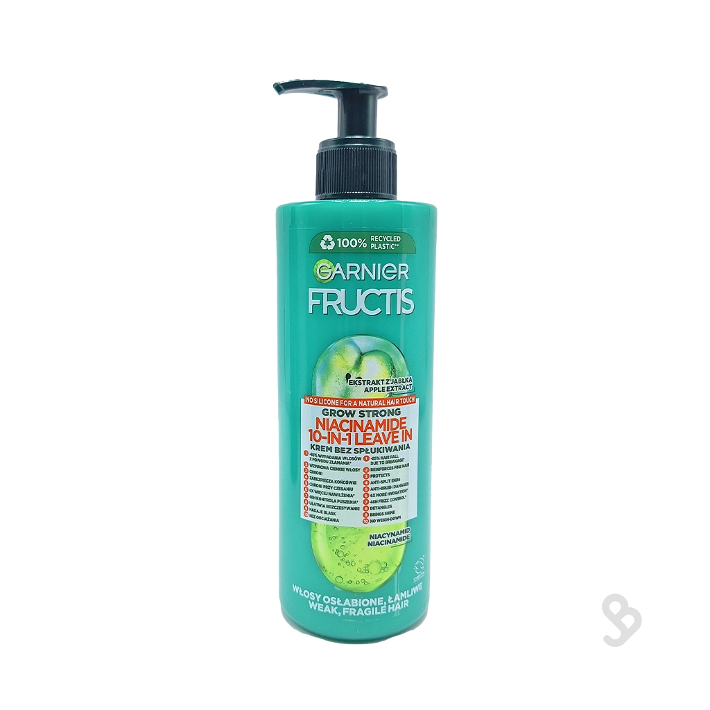 garnier-fructis-grow-strong-niacinamide-10-in-1-leave-in-400ml ترکیبات نیاسینامید اسپری مو گارنیر برای تقویت و ضد وز