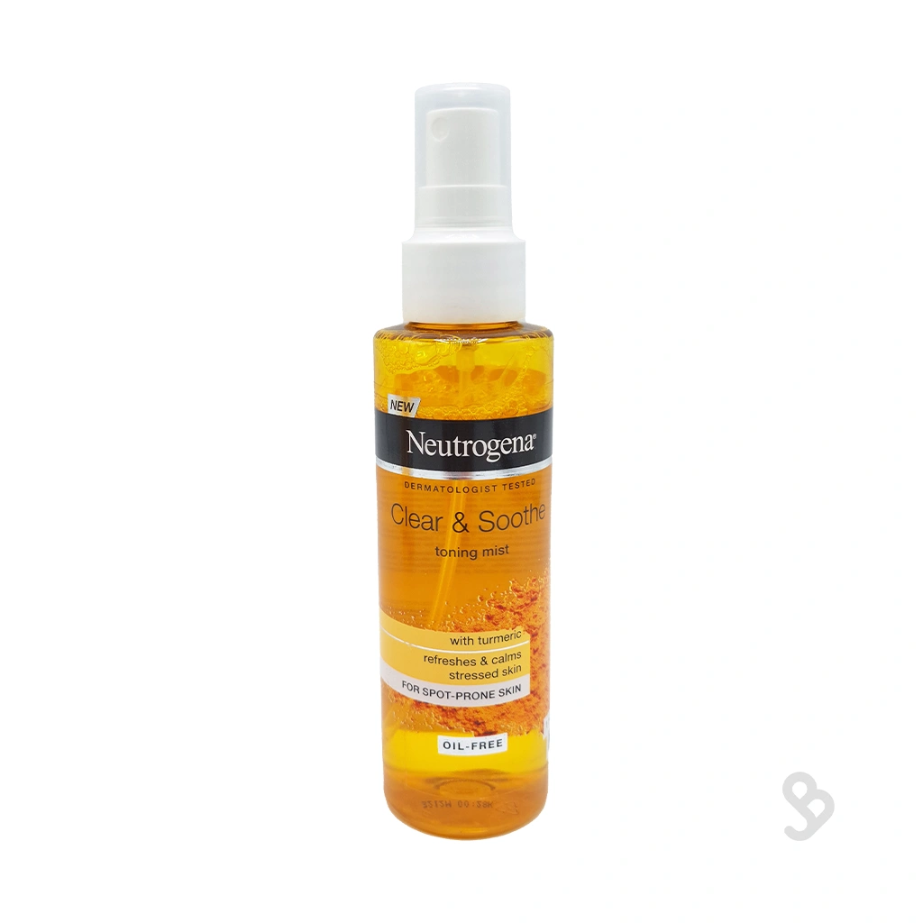 neutrogena-clear-soothe-toning-mist-125ml تصویر خلاقانه اسپری تونر نوتروژینا حاوی زردچوبه برای تسکین پوست