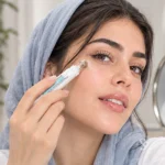 استفاده از اپلیکاتور فلزی خنک‌کننده زیر چشم